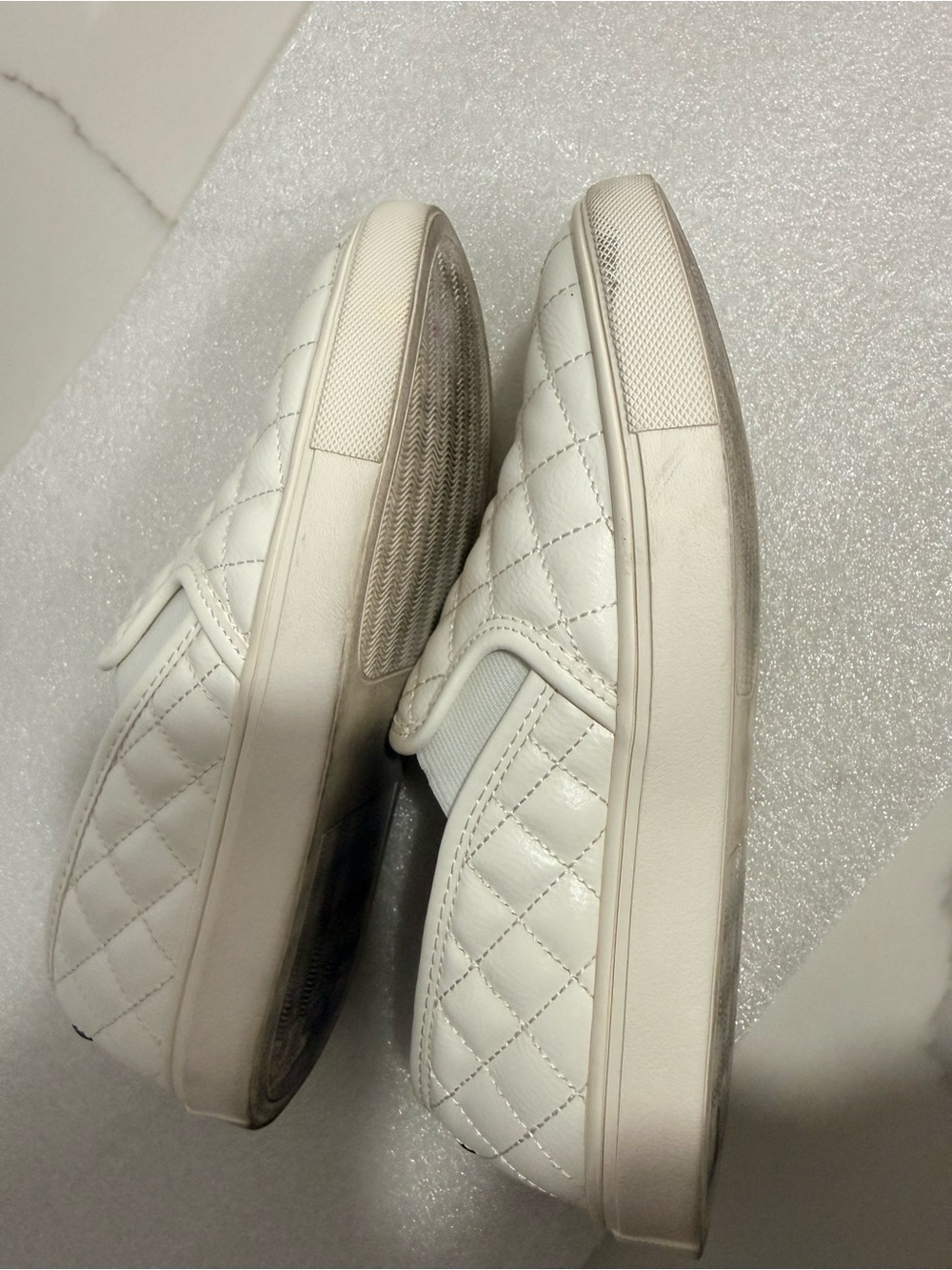 Steve Madden White Quilted Slip-On Loafers - Picture 5 of 9